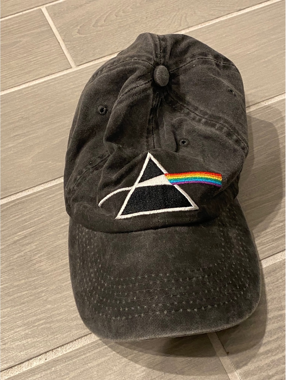 Aeropostale Black Cotton Baseball Cap with Prism Rainbow Embroidery